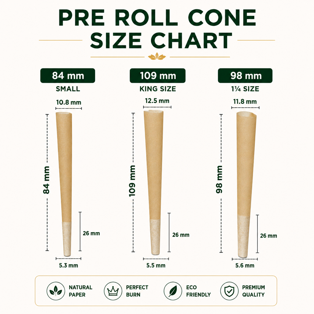 King Size Pre-Rolled Cones (109mm) White