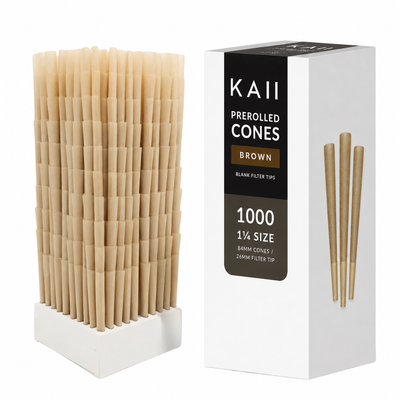 1¼ Size Pre-Rolled Paper Cones – White & Brown | Slow Burning | Easy Fill | 84mm