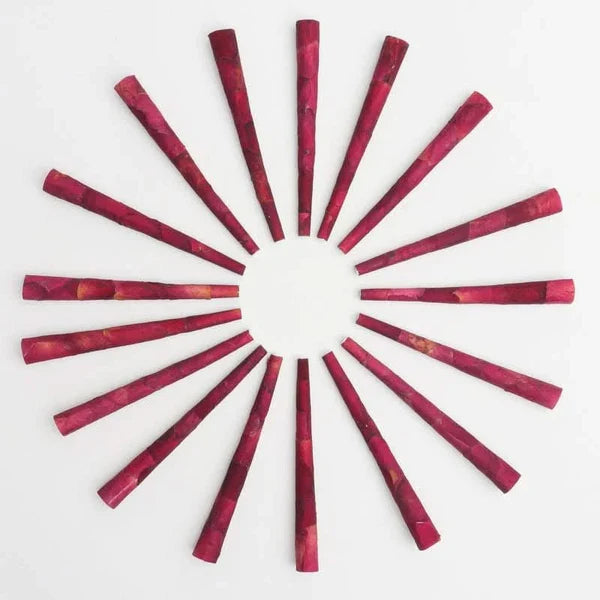 Rose Petal Pre-Rolled Cones – 90mm Natural Handmade Flower Cones with Corn Husk Filter | Slow Burn