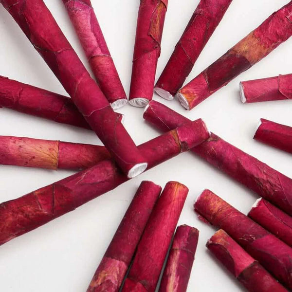 Rose Petal Pre-Rolled Cones – 90mm Natural Handmade Flower Cones with Corn Husk Filter | Slow Burn